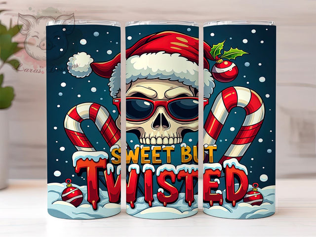 Funny Christmas Tumbler, Skull Design, Sweet But Twisted, Candy Cane Tumbler Wrap, 20oz Sublimation, Digital Download, Quirky Holiday Gifts Sublimation Lara' s Designs 