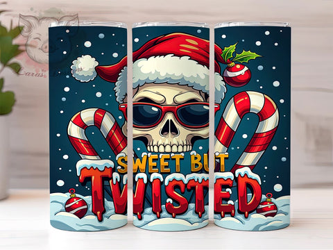 Funny Christmas Tumbler, Skull Design, Sweet But Twisted, Candy Cane Tumbler Wrap, 20oz Sublimation, Digital Download, Quirky Holiday Gifts Sublimation Lara' s Designs 