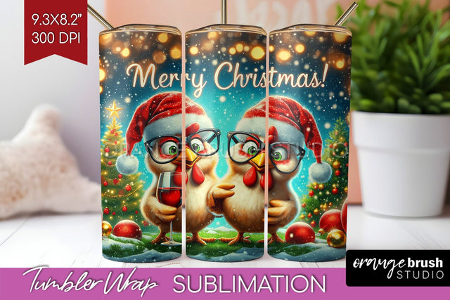 Funny Christmas Tumbler Wrap, Chicken Tumbler Sublimation Sublimation OrangeBrushStudio 