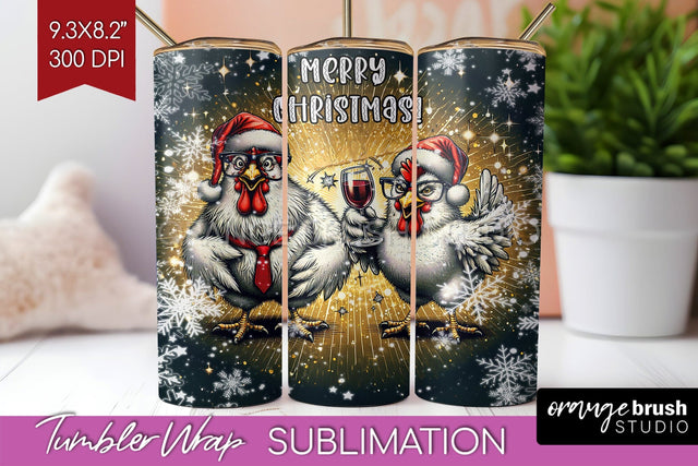 Funny Christmas Tumbler Wrap, Chicken Tumbler Sublimation Sublimation OrangeBrushStudio 