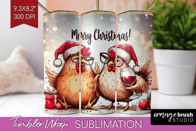 Funny Christmas Tumbler Wrap, Chicken Tumbler Sublimation Sublimation OrangeBrushStudio 