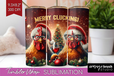 Funny Christmas Tumbler Wrap, Chicken Tumbler Sublimation Sublimation OrangeBrushStudio 