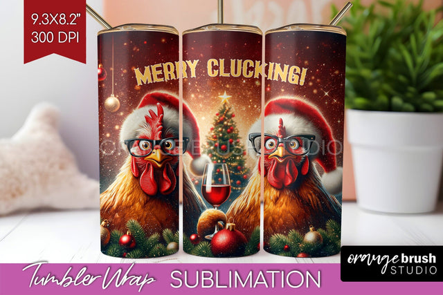 Funny Christmas Tumbler Wrap, Chicken Tumbler Sublimation Sublimation OrangeBrushStudio 