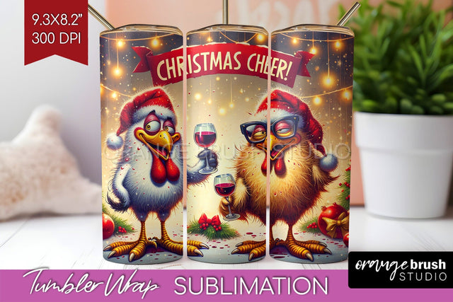 Funny Christmas Tumbler Wrap, Chicken Tumbler Sublimation Sublimation OrangeBrushStudio 