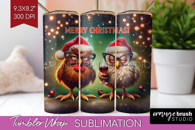 Funny Christmas Tumbler Wrap, Chicken Tumbler Sublimation Sublimation OrangeBrushStudio 