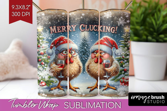 Funny Christmas Tumbler Wrap, Chicken Tumbler Sublimation Sublimation OrangeBrushStudio 