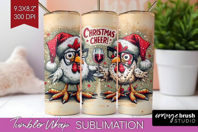 Funny Christmas Tumbler Wrap, Chicken Tumbler Sublimation Sublimation OrangeBrushStudio 