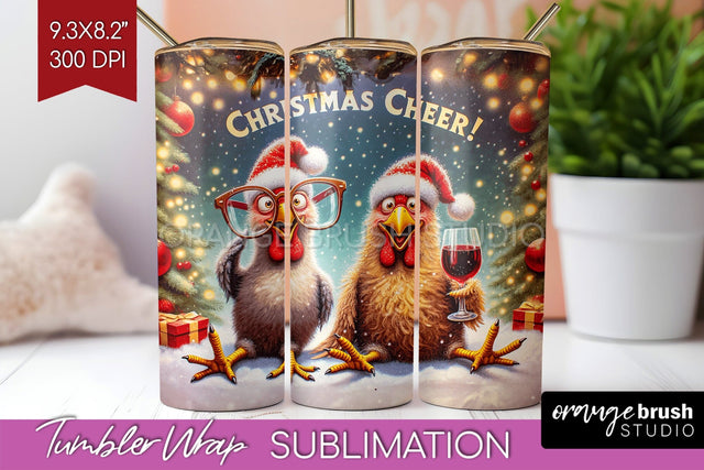 Funny Christmas Tumbler Wrap, Chicken Tumbler Sublimation Sublimation OrangeBrushStudio 