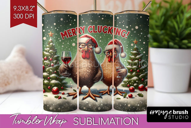 Funny Christmas Tumbler Wrap, Chicken Tumbler Sublimation Sublimation OrangeBrushStudio 