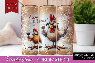 Funny Christmas Tumbler Wrap, Chicken Tumbler Sublimation Sublimation OrangeBrushStudio 