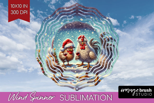 Funny Christmas Wind Spinner PNG - Chicken Wine Sublimation Sublimation OrangeBrushStudio 