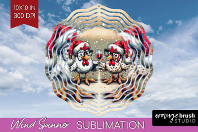 Funny Christmas Wind Spinner PNG - Chicken Wine Sublimation Sublimation OrangeBrushStudio 