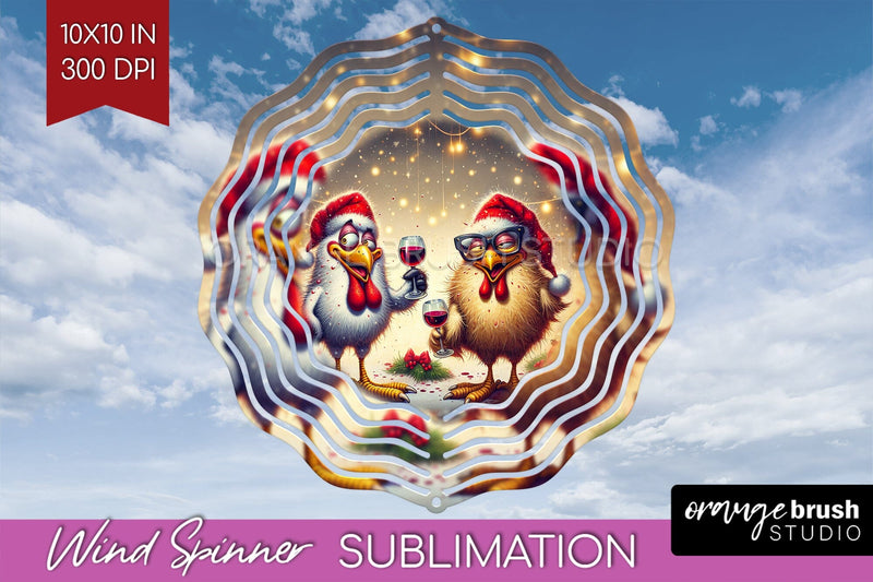 Funny Christmas Wind Spinner PNG - Chicken Wine Sublimation Sublimation OrangeBrushStudio 