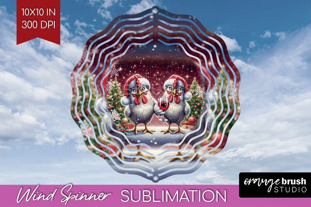 Funny Christmas Wind Spinner PNG - Chicken Wine Sublimation Sublimation OrangeBrushStudio 