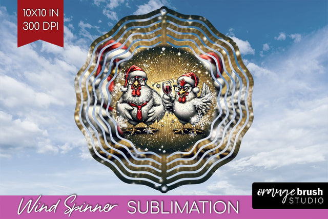 Funny Christmas Wind Spinner PNG - Chicken Wine Sublimation Sublimation OrangeBrushStudio 
