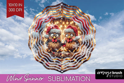 Funny Christmas Wind Spinner PNG - Chicken Wine Sublimation Sublimation OrangeBrushStudio 