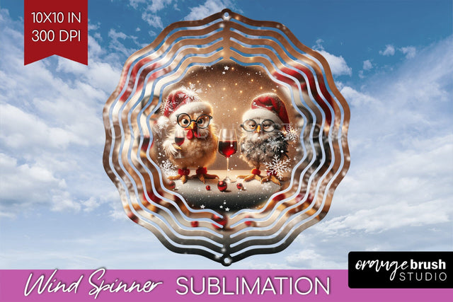 Funny Christmas Wind Spinner PNG - Chicken Wine Sublimation Sublimation OrangeBrushStudio 