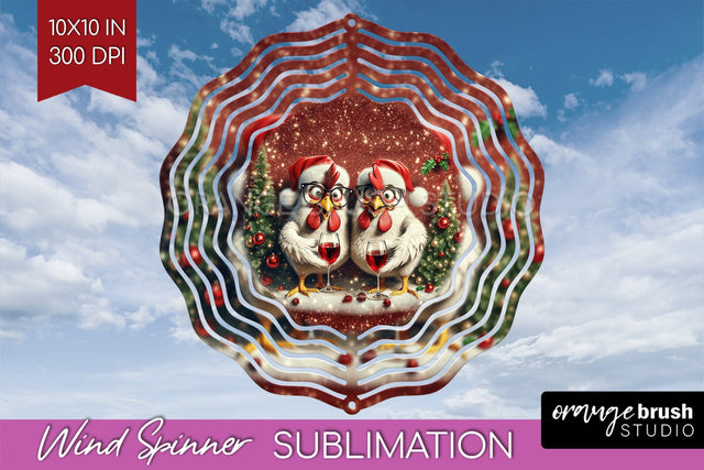 Funny Christmas Wind Spinner PNG - Chicken Wine Sublimation Sublimation OrangeBrushStudio 