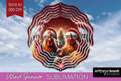 Funny Christmas Wind Spinner PNG - Chicken Wine Sublimation Sublimation OrangeBrushStudio 