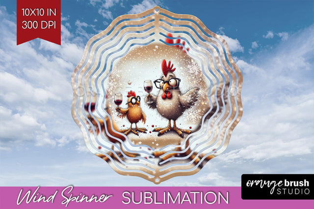 Funny Christmas Wind Spinner PNG - Chicken Wine Sublimation Sublimation OrangeBrushStudio 