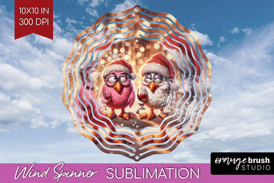 Funny Christmas Wind Spinner PNG - Chicken Wine Sublimation Sublimation OrangeBrushStudio 
