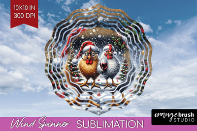 Funny Christmas Wind Spinner PNG - Chicken Wine Sublimation Sublimation OrangeBrushStudio 