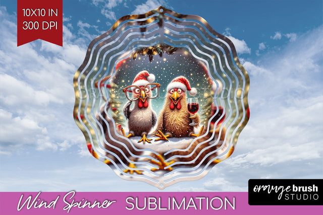Funny Christmas Wind Spinner PNG - Chicken Wine Sublimation Sublimation OrangeBrushStudio 