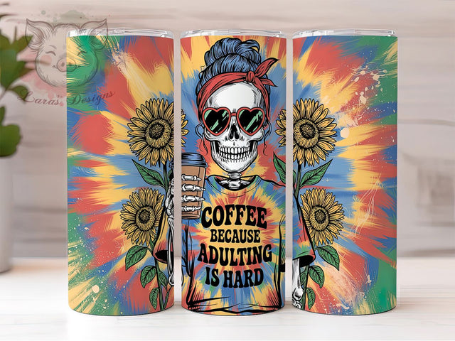 Funny Coffee Adulting 20oz Tumbler Wrap, Adulting Is Hard, Funny Coffee Tumbler, 20oz Tumbler Wrap, Sublimation Tumbler Design, Coffee Lover Gift, Digital Download Sublimation Lara' s Designs 