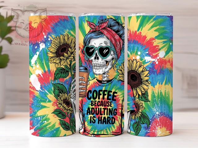 Funny Coffee Adulting 20oz Tumbler Wrap, Adulting Is Hard, Funny Coffee Tumbler, 20oz Tumbler Wrap, Sublimation Tumbler Design, Coffee Lover Gift, Digital Download Sublimation Lara' s Designs 