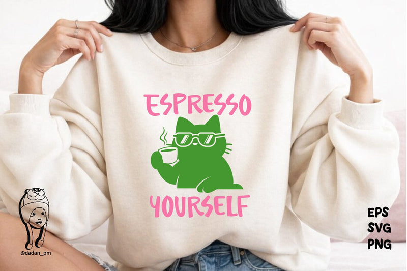 Funny Coffee Cat Espresso Yourself PNG SVG SVG dadan_pm 