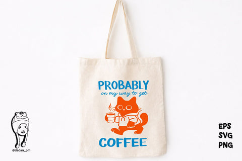 Funny Coffee Cat Hand-Drawn Png Svg SVG dadan_pm 