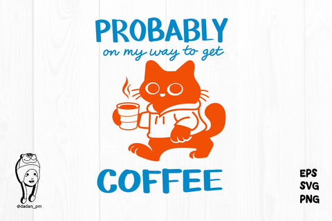 Funny Coffee Cat Hand-Drawn Png Svg SVG dadan_pm 