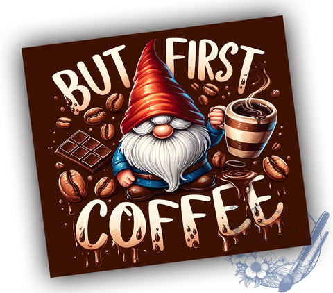 Funny Coffee Gnome 20oz Skinny Tumbler, Coffee Lover Tumbler Png, Straight & Tapered Tumbler Wrap, Instant Digital Download Sublimation ToriDesigns 