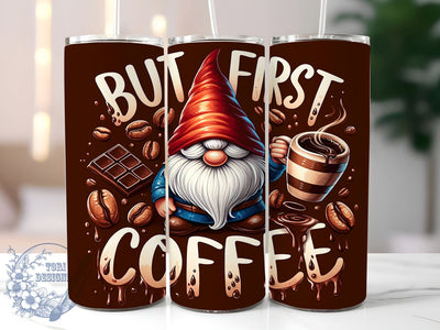 Funny Coffee Gnome 20oz Skinny Tumbler, Coffee Lover Tumbler Png, Straight & Tapered Tumbler Wrap, Instant Digital Download Sublimation ToriDesigns 