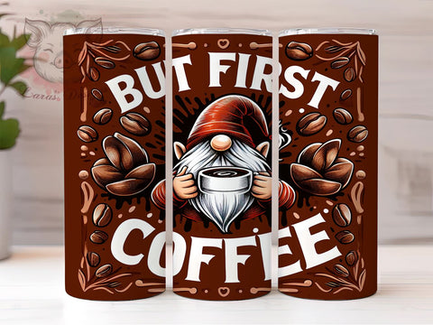 Funny Coffee Gnome 20oz Tumbler Png, Straight & Tapered Tumbler Png, Coffee Lover Tumbler Png, Digital Download PNG Sublimation Lara' s Designs 