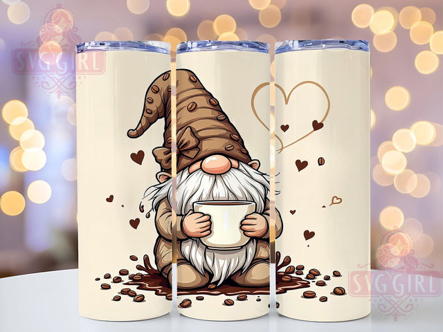 Funny Coffee Gnome, But First Coffee, Tumbler Wrap, 20oz Tumbler, Sublimation Design, Coffee Lover Gift, Gnome Decor Sublimation SvggirlplusArt 