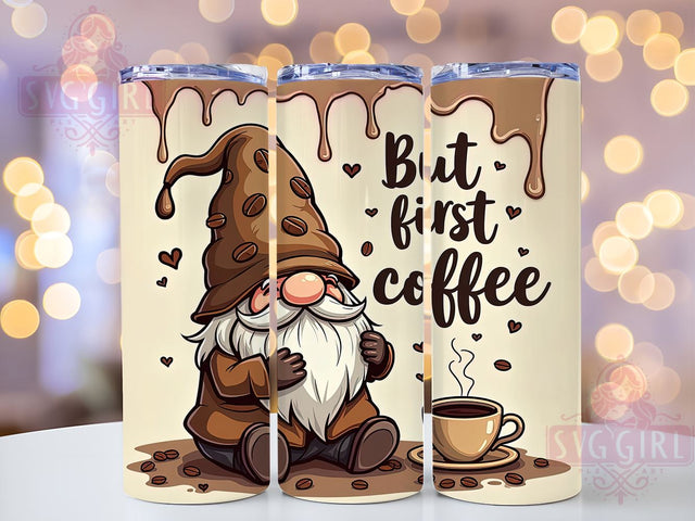 Funny Coffee Gnome, But First Coffee, Tumbler Wrap, 20oz Tumbler, Sublimation Design, Coffee Lover Gift, Gnome Decor Sublimation SvggirlplusArt 