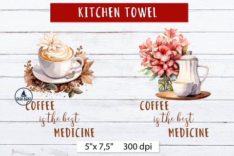Funny Coffee towel, Funny Kitchen towel design Sublimation Olga Boat Design 