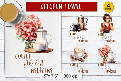 Funny Coffee towel, Funny Kitchen towel design Sublimation Olga Boat Design 