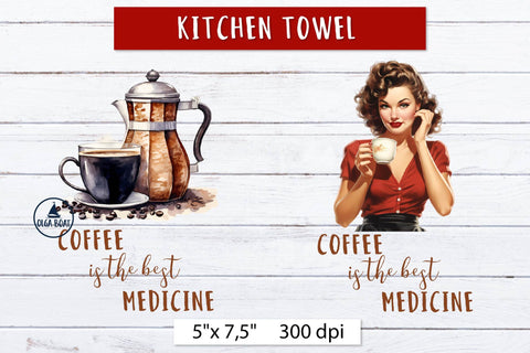 Funny Coffee towel, Funny Kitchen towel design Sublimation Olga Boat Design 