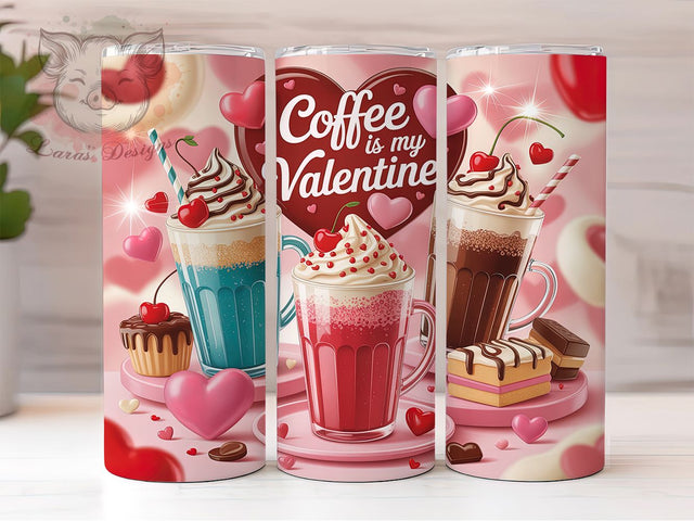 Funny Coffee Valentine Tumbler, Coffee Lover Wrap, Humor Valentine Cup, 20oz Sublimation Wrap, Stylish Coffee Design Tumbler, Artistic Coffee Valentine Cup, Witty Love Theme Wrap Sublimation Lara' s Designs 