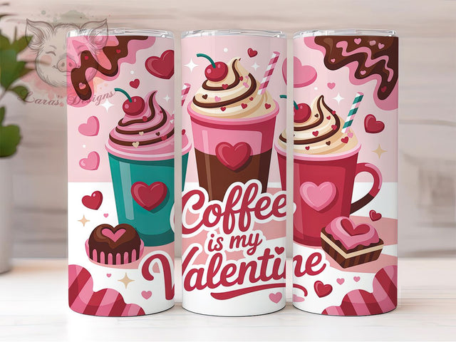 Funny Coffee Valentine Tumbler, Coffee Lover Wrap, Humor Valentine Cup, 20oz Sublimation Wrap, Stylish Coffee Design Tumbler, Artistic Coffee Valentine Cup, Witty Love Theme Wrap Sublimation Lara' s Designs 