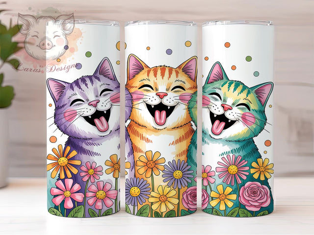 Funny Colorful Whimsical Cat Tumbler, Funny Cat Tumbler, Whimsical Cat Wrap, Artistic Cat Wrap, Playful Cat Wrap, Sublimation Design, Trendy Gift Idea Sublimation Lara' s Designs 