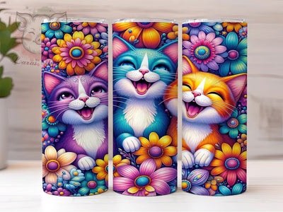 Funny Colorful Whimsical Cat Tumbler, Funny Cat Tumbler, Whimsical Cat Wrap, Artistic Cat Wrap, Playful Cat Wrap, Sublimation Design, Trendy Gift Idea Sublimation Lara' s Designs 