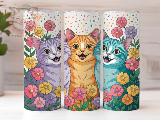 Funny Colorful Whimsical Cat Tumbler, Funny Cat Tumbler, Whimsical Cat Wrap, Artistic Cat Wrap, Playful Cat Wrap, Sublimation Design, Trendy Gift Idea Sublimation Lara' s Designs 