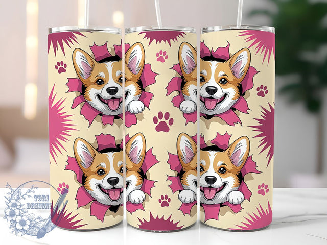 Funny Corgi Lover Tumbler, Funny Pet, Animal Lover, Cute Design, Playful Art, 20Oz Tumbler, Sublimation Wrap Sublimation ToriDesigns 