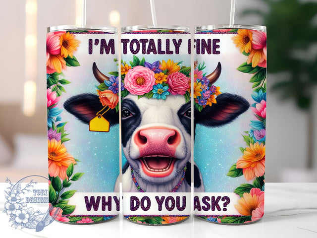Funny Cow 20oz Skinny Tumbler, Sarcastic Cow Tumbler Png, Straight & Tapered Tumbler Wrap, Instant Digital Download Sublimation ToriDesigns 
