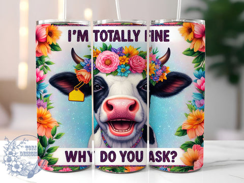 Funny Cow 20oz Skinny Tumbler, Sarcastic Cow Tumbler Png, Straight & Tapered Tumbler Wrap, Instant Digital Download Sublimation ToriDesigns 