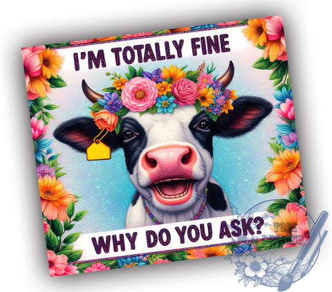 Funny Cow 20oz Skinny Tumbler, Sarcastic Cow Tumbler Png, Straight & Tapered Tumbler Wrap, Instant Digital Download Sublimation ToriDesigns 