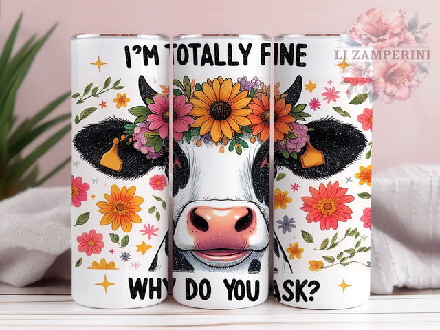 Funny Cow 20oz Tumbler Wrap PNG, Sarcastic Cow Tumbler Png, Straight & Tapered Tumbler Wrap, Instant Digital Download Sublimation Li Zamperini 